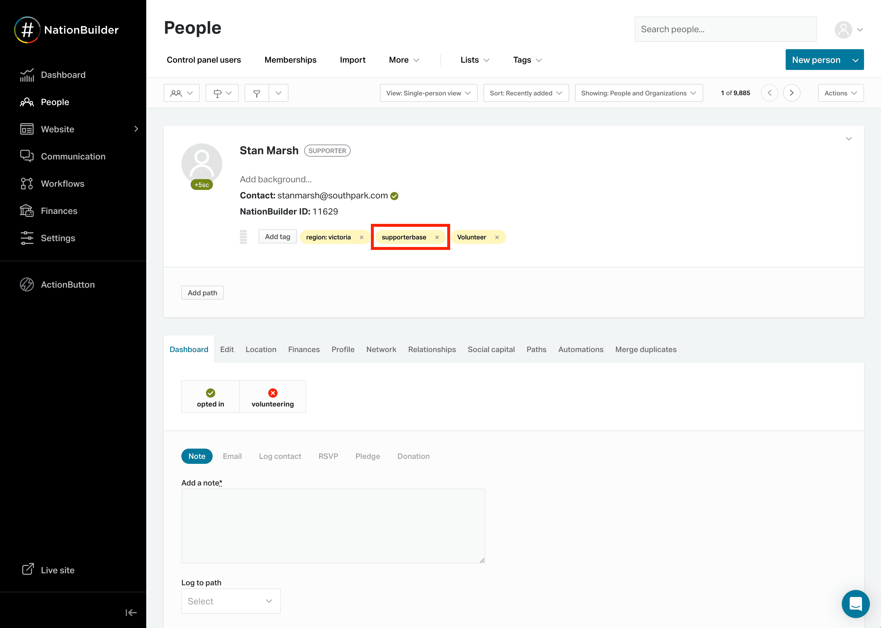 New import modal with the Select a CSV file button highlighted