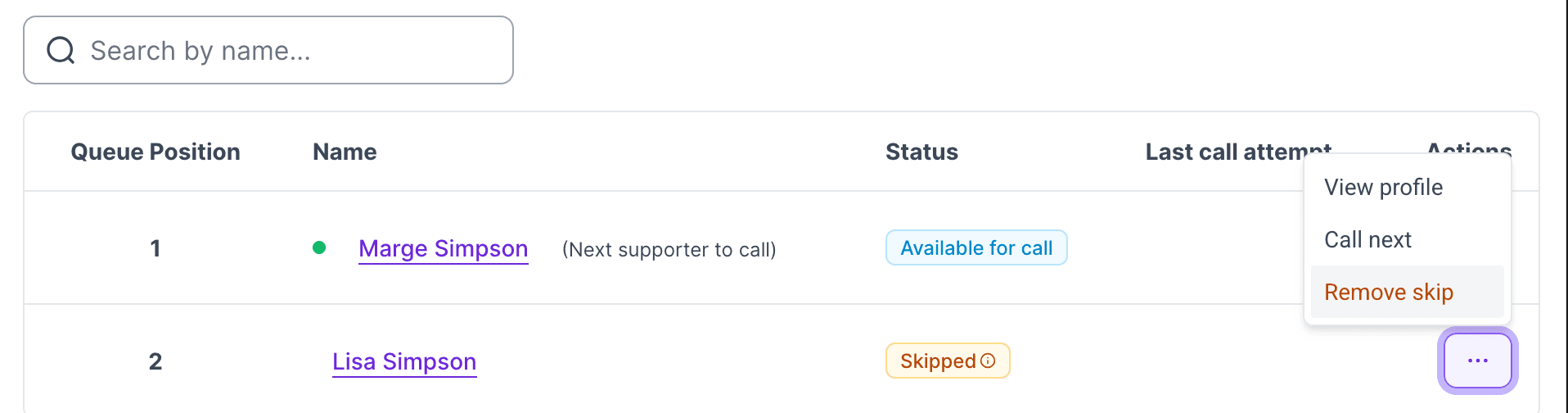 Three-dot menu showing Remove skip option
