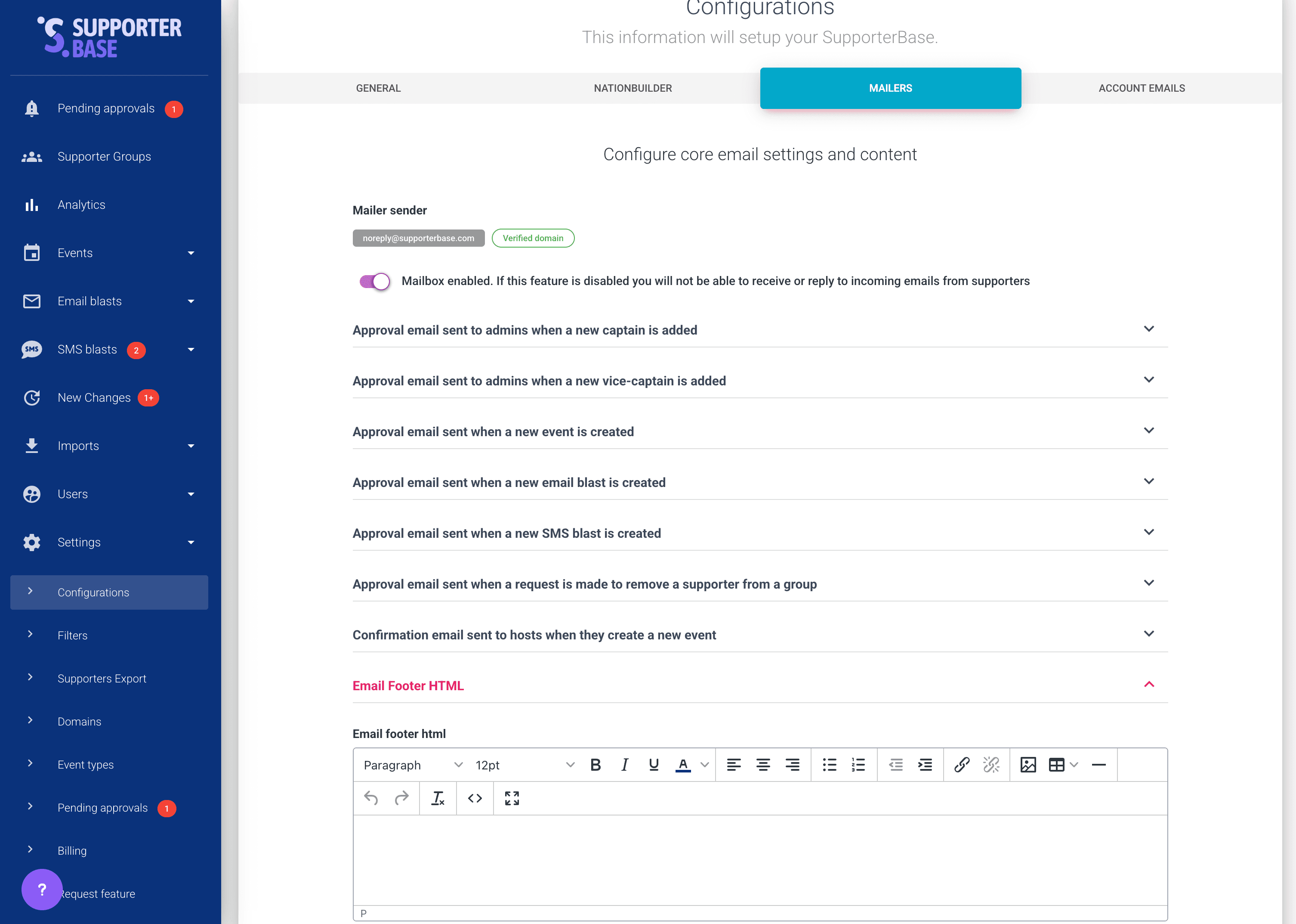 Configurations options