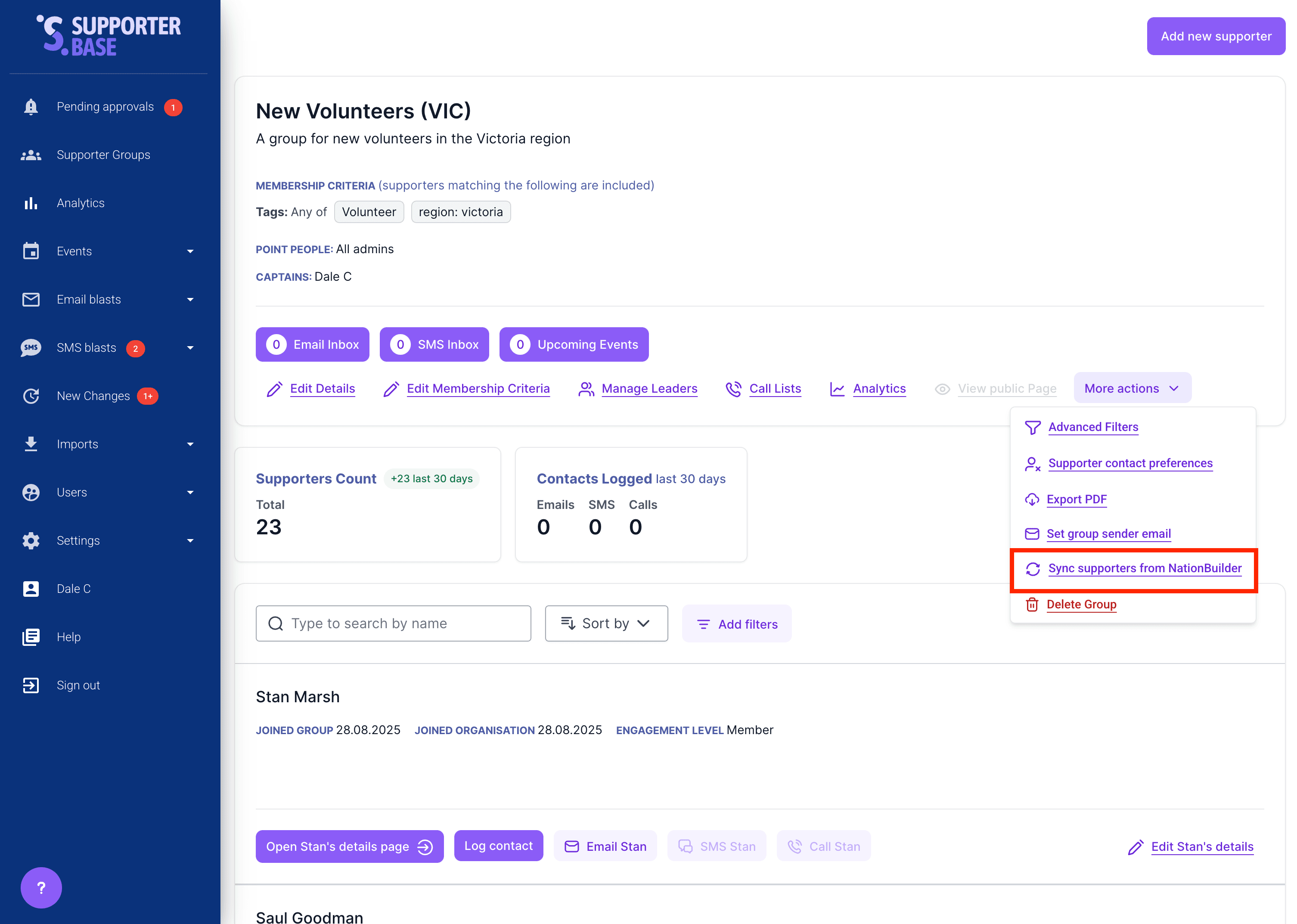 Sync from NationBuilder option